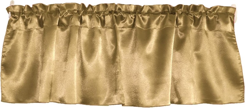 Zen Creative Designs Solid Shiny Satin Window Valance Home Décor Bedroom Nursery Kitchen Window (58" Wide x 18" Long, Gold) - Image 1